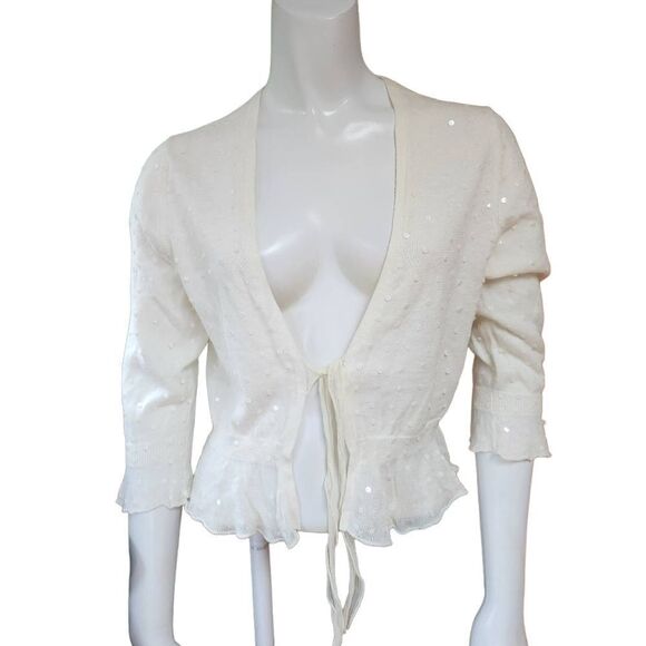 Apt. 9 Cream Sequined Cardigan (M) - Picture 1 of 4